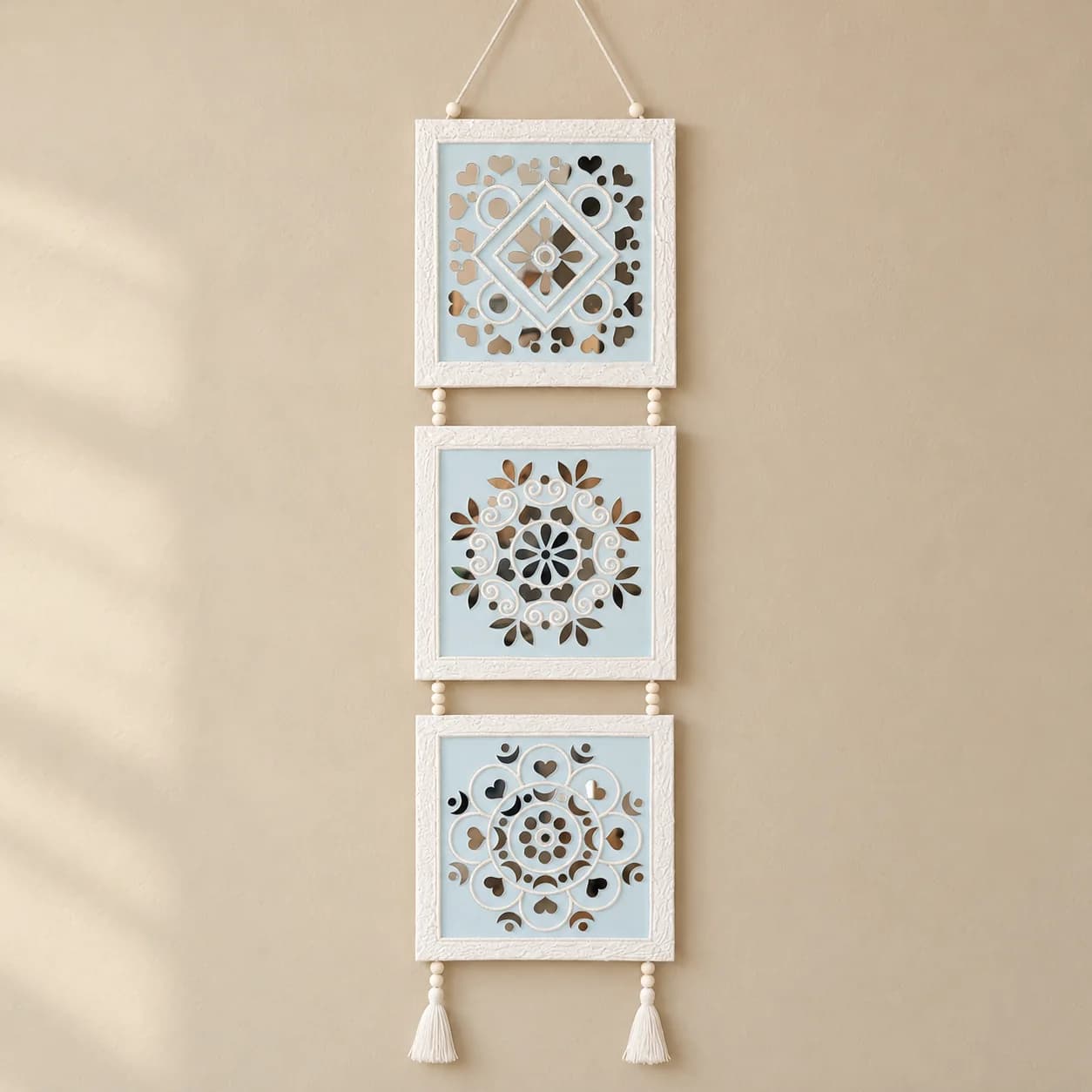 3-Panel Wooden Mandala Wall Hanging